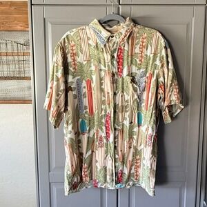 Reyn Spooner Vintage Mens Surfboard Hawaiian Shirt, Multi, L